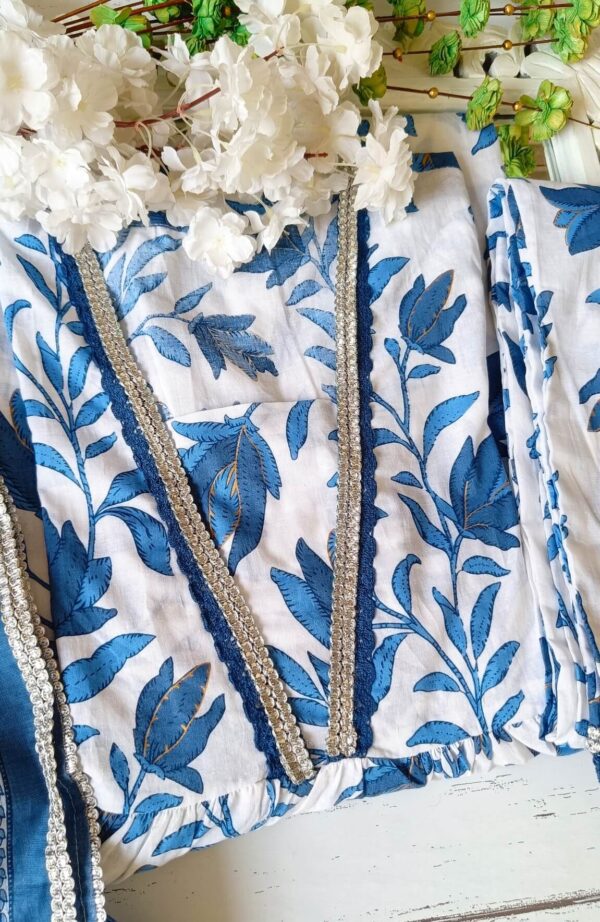 Summer Soothing Cotton Blue White Floral Outfit