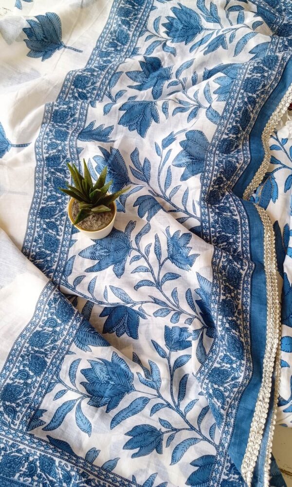Summer Soothing Cotton Blue White Floral Outfit