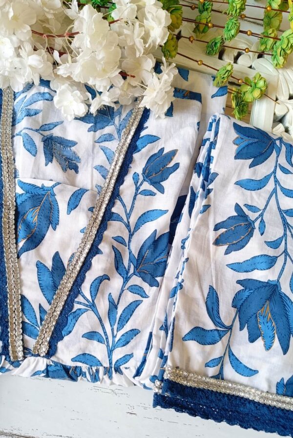 Summer Soothing Cotton Blue White Floral Outfit