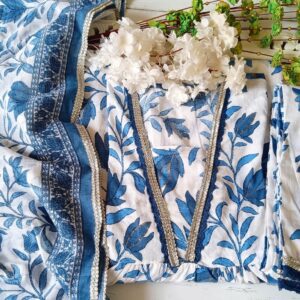 Summer Soothing Cotton Blue White Floral Outfit