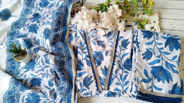 Summer Soothing Cotton Blue White Floral Outfit