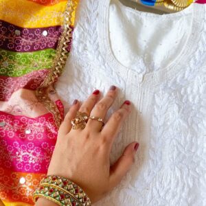 Dazzling White Multicolor Chikankari Outfit
