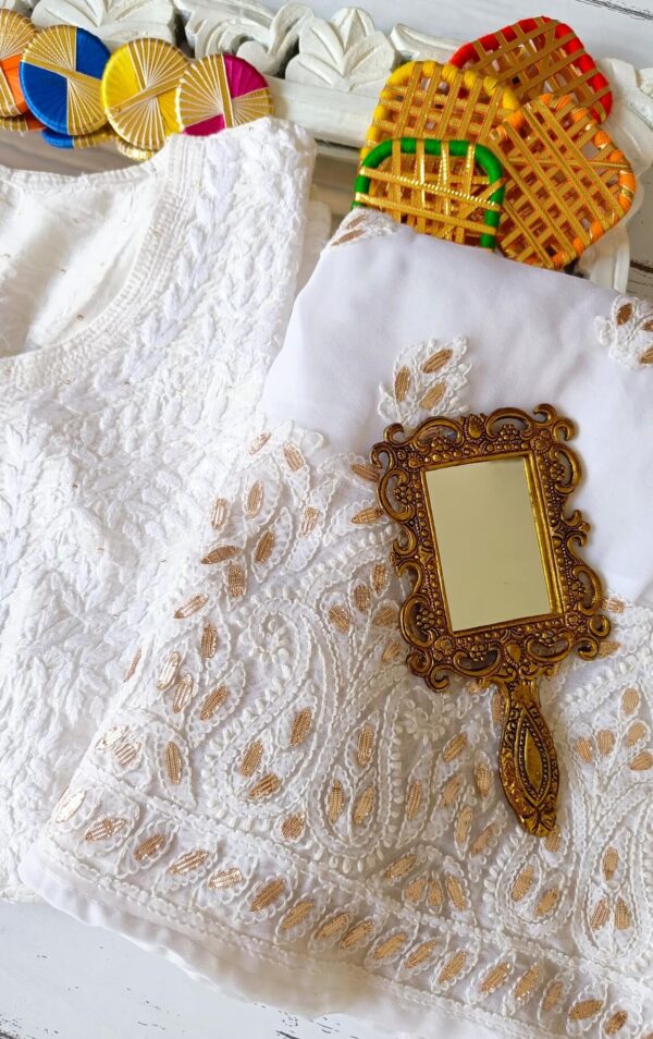 Dazzling White Multicolor Chikankari Outfit