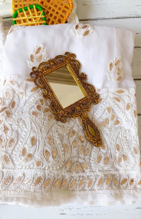 Dazzling White Multicolor Chikankari Outfit