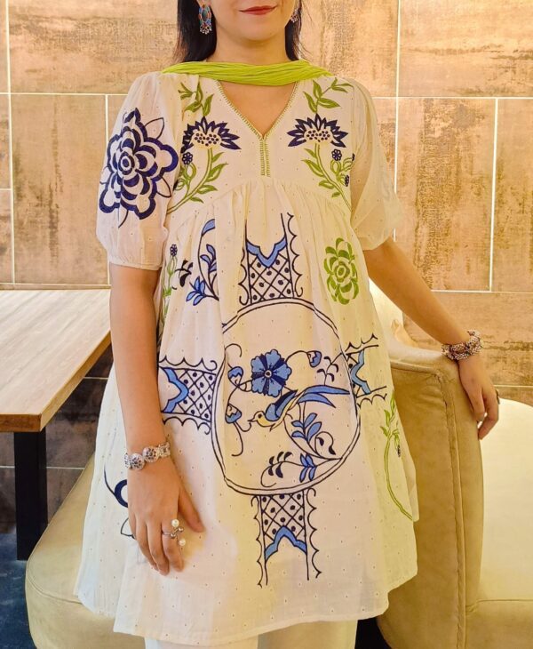 Summer Friendly Off White Multi Embroidered Outfit