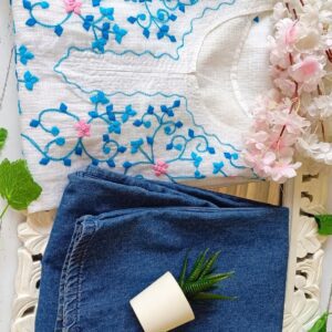 Summer Perfect White Multi Applique Embroidered Outfit