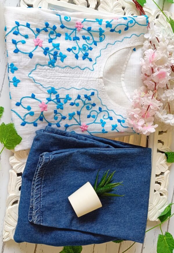 Summer Perfect White Multi Applique Embroidered Outfit
