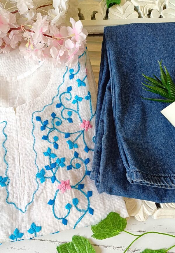 Summer Perfect White Multi Applique Embroidered Outfit