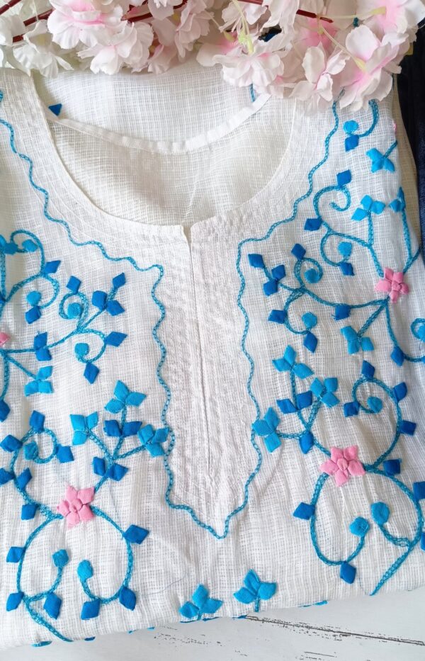 Summer Perfect White Multi Applique Embroidered Outfit