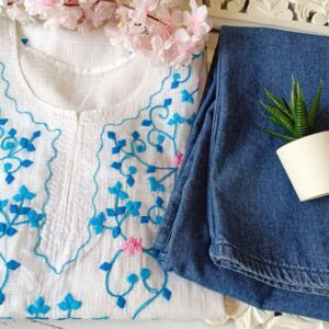 Summer Perfect White Multi Applique Embroidered Outfit