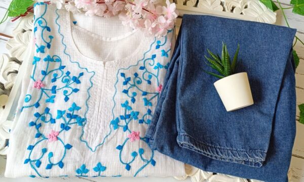 Summer Perfect White Multi Applique Embroidered Outfit