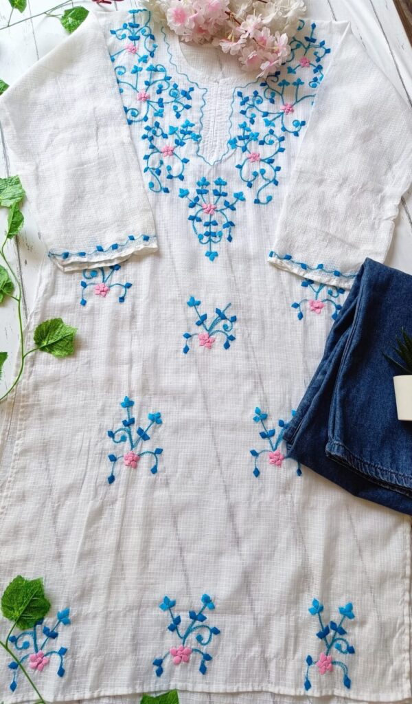 Summer Perfect White Multi Applique Embroidered Outfit