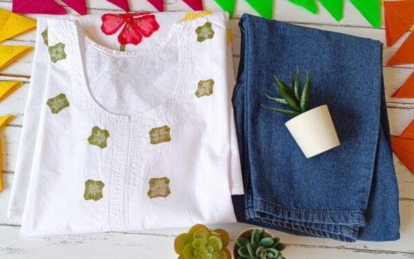 Casual White Big Patch Applique Embroidered Outfit