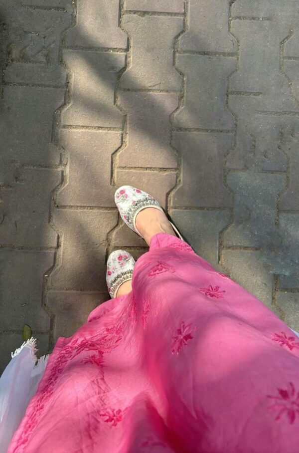 Classic Charming Pink Chanderi Chikankari Kurta