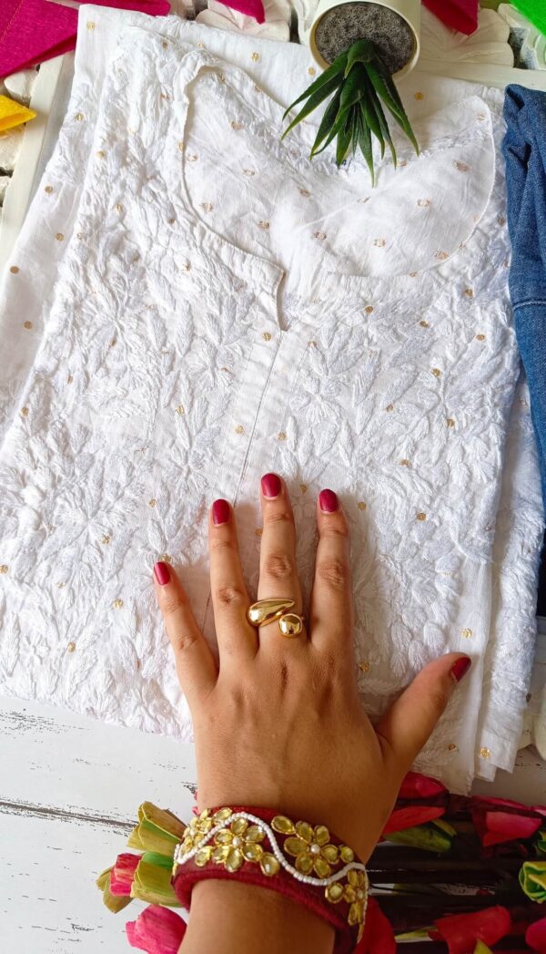 Poised White Chanderi Chikankari Outfit
