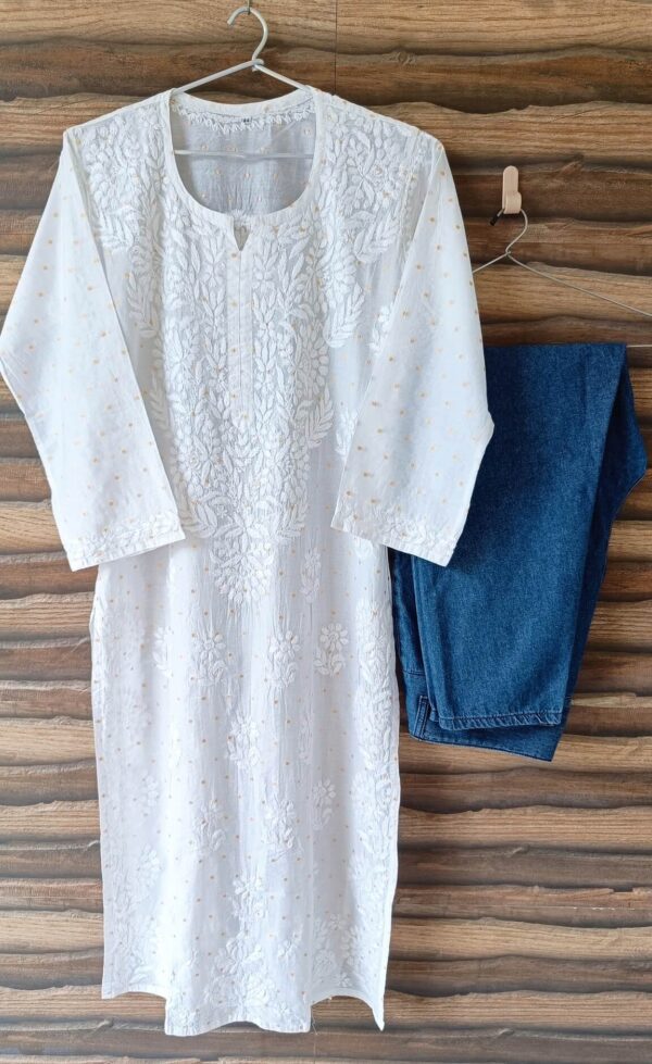 Poised White Chanderi Chikankari Outfit