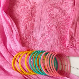 Dazzling Bubblegum Pink Chanderi Chikankari Outfit