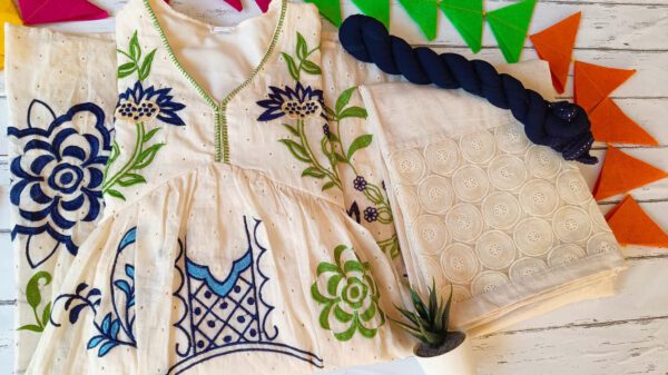 Summer Cool Off White Multi Embroidered Outfit