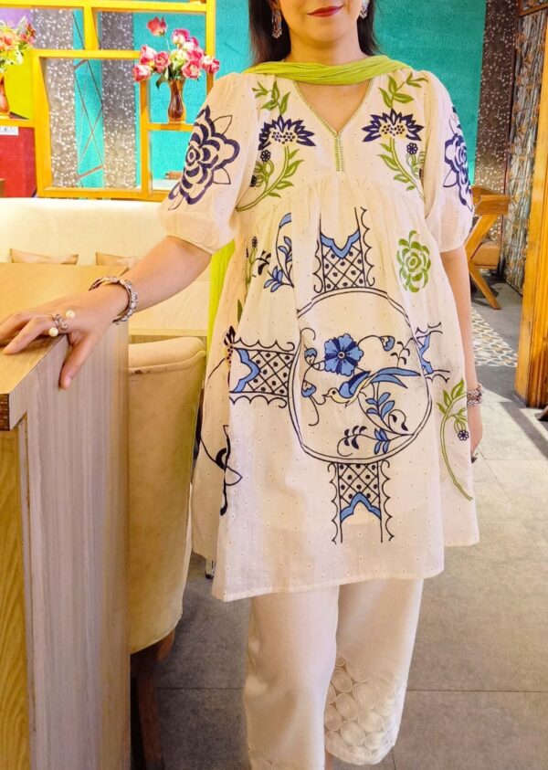 Summer Friendly Off White Multi Embroidered Outfit - Image 3
