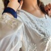 All Time Favourite White Lucknow Chikankari Modal Kurta With Blue Bangles