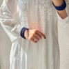 All Time Favourite White Lucknow Chikankari Modal Kurta With Blue Bangles