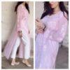 Sophisticated Baby Pink Pure Viscose Georgette Chikankari Outfit