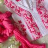 Beautiful White Chikankari Set in Shaded Pink with handcrafted Chikankari embroidery and matching pink cotton Chuna dupatta.