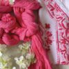 Pink cotton Chuna dupatta of the Beautiful White Chikankari Set in Shaded Pink featuring handcrafted pink Chikankari embroidery and delicate floral motifs.