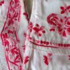 Front view of the Beautiful White Chikankari Set in Shaded Pink featuring handcrafted pink Chikankari embroidery on the kurta and matching bottom.