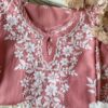 Charming rose peach muslin chikankari kurta set detail