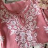 Charming rose peach muslin chikankari kurta set front view