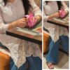 Dreamy White Chiffon Chikankari Kurti with full jaal work