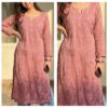 Woman wearing effortlessly classy mulmul chikankari kurti set with blue denims and handcrafted embroidery