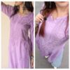 Gorgeous lavender chikankari kurti with denims