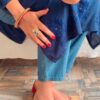 Mesmerizing Mukaish Chikankari Kurti with Denims 13 Mesmerizing Mukaish Chikankari Kurti with Denims in stylish sitting pose