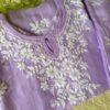 Radiant Lilac Lavender Muslin Chikankari Kurta Set detailed view highlighting intricate Chikankari embroidery and premium muslin fabric