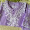 Radiant Lilac Lavender Muslin Chikankari Kurta Set folded view with elegant hand embroidery