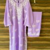 Radiant Lilac Lavender Muslin Chikankari Kurta Set full view featuring elegant handcrafted embroidery and premium muslin fabric