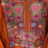 Stunning Burnt Orange Embroidered Kurta Set Close-Up with Multicolor Floral Embroidery