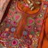 Stunning Burnt Orange Embroidered Kurta Set with Multicolor Floral Work