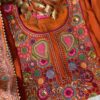 Stunning Burnt Orange Embroidered Kurta Set Front View with Multicolor Floral Embroidery