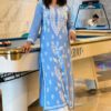 Stunning Powder Blue Chikankari Kurti Palazzo Set with delicate chikankari embroidery and elegant styling